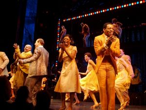 James Monroe Iglehart, Chad Kimball, Montego Glover, Derrick Baskin and Company Dance Photo