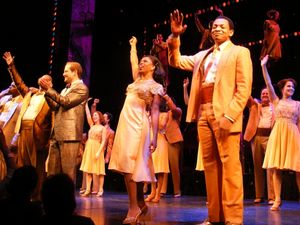 James Monroe Iglehart, Chad Kimball, Montego Glover, and Derrick Baskin and Company Photo