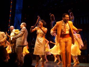 James Monroe Iglehart, Chad Kimball, Montego Glover, Derrick Baskin and Company Dance Photo