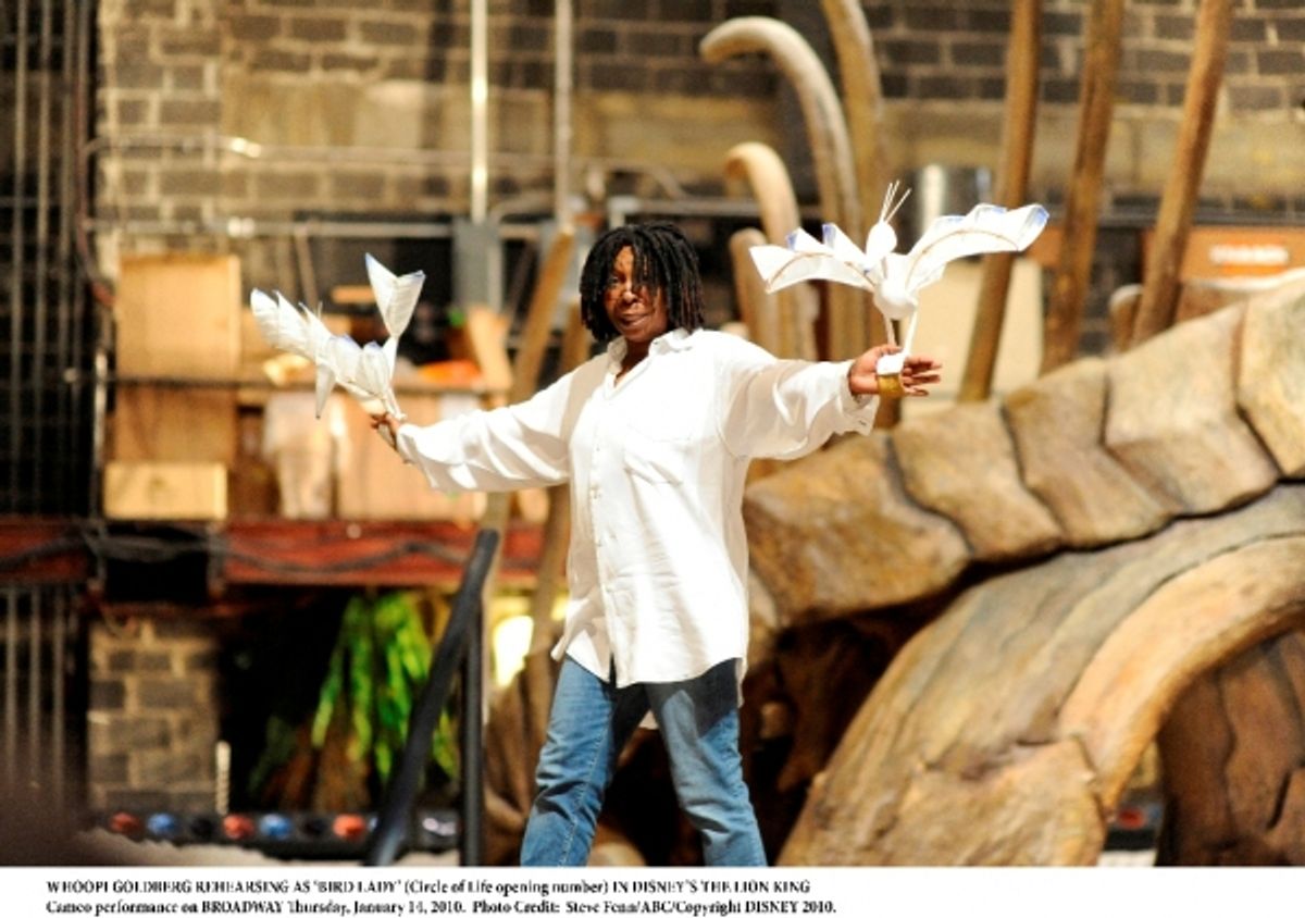 Whoopi Goldberg Rehearsing as 'Bird Lady' (Circle of Life Opening Number) at 