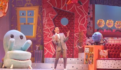  l to r: Chairry, Mr. Window, Pee-wee Herman (Paul Reubens), Globey, Flowers  Photo