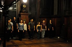 he Flaneurs: Back Row: John McGinty (Pierre), Luis Moreno (Barbesco), Itsuko Higashi (Aglaea), Khris Lewin (Roland) Front Row: Rumiko Oyama (Sumiko), Ana Grosse (Yvette), Danyon Davis (Henry), Jessica Green (Catherine), Kyle Knauf (Jean Francois) and Alex @ BroadwayWorld he Flaneurs: Back Row: John McGinty (Pierre), Luis Moreno (Barbesco), Itsuko Higashi Photo