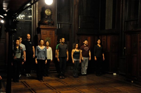 he Flaneurs: Back Row: John McGinty (Pierre), Luis Moreno (Barbesco), Itsuko Higashi  Photo