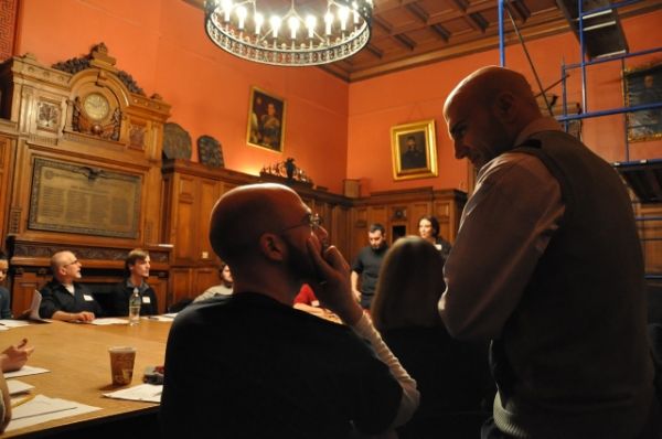 Actors Luis Moreno and Khris Lewin (Barbesco and Roland).  Photo