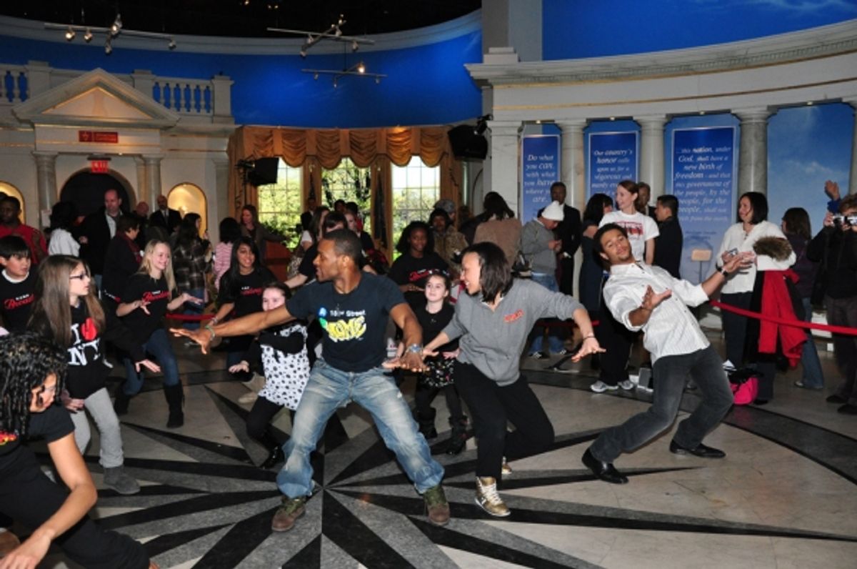 Rosie Lani Fiedelman, Rickey Tripp, Jennifer Locke, Corbin Bleu teaching the kids IN THE HEIGHTS Choreography at 