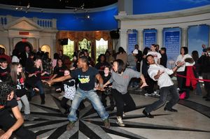 Rosie Lani Fiedelman, Rickey Tripp, Jennifer Locke, Corbin Bleu teaching the kids IN  Photo