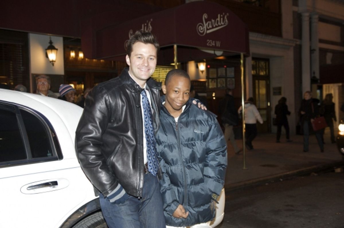 Elijah and Matthew Hydzik in front of Sardi's at 