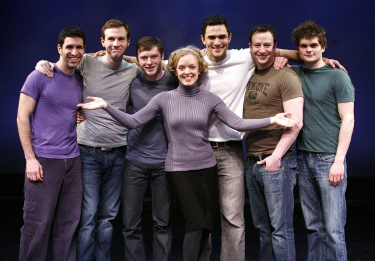 (L-R) Actors David Perlman, Christopher Ruth, Bobby Steggert, Nancy Anderson, Ivan Hernandez, Tally Sessions and Andrew Durand at 