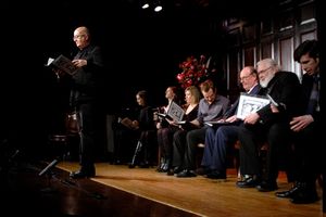 Tonights cast and Narrator-David Rooney, Liz Morton, Julia Murney, Cassie Beck, Chad  Photo