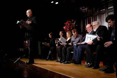 Tonights cast and Narrator-David Rooney, Liz Morton, Julia Murney, Cassie Beck, Chad  Photo