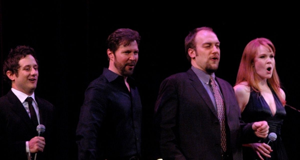 Christopher Fitzgerald, Ron Bohmer, Alexander Gemignani and Kate Baldwin at 