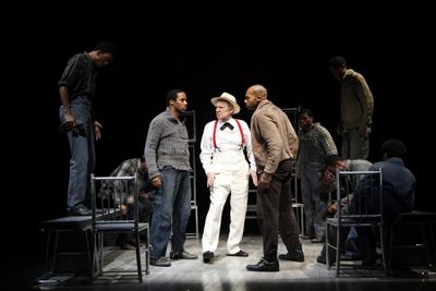 Rodney Hicks as Clarence Norris, John Cullum as the Interlocutor, and Brandon Victor  Photo