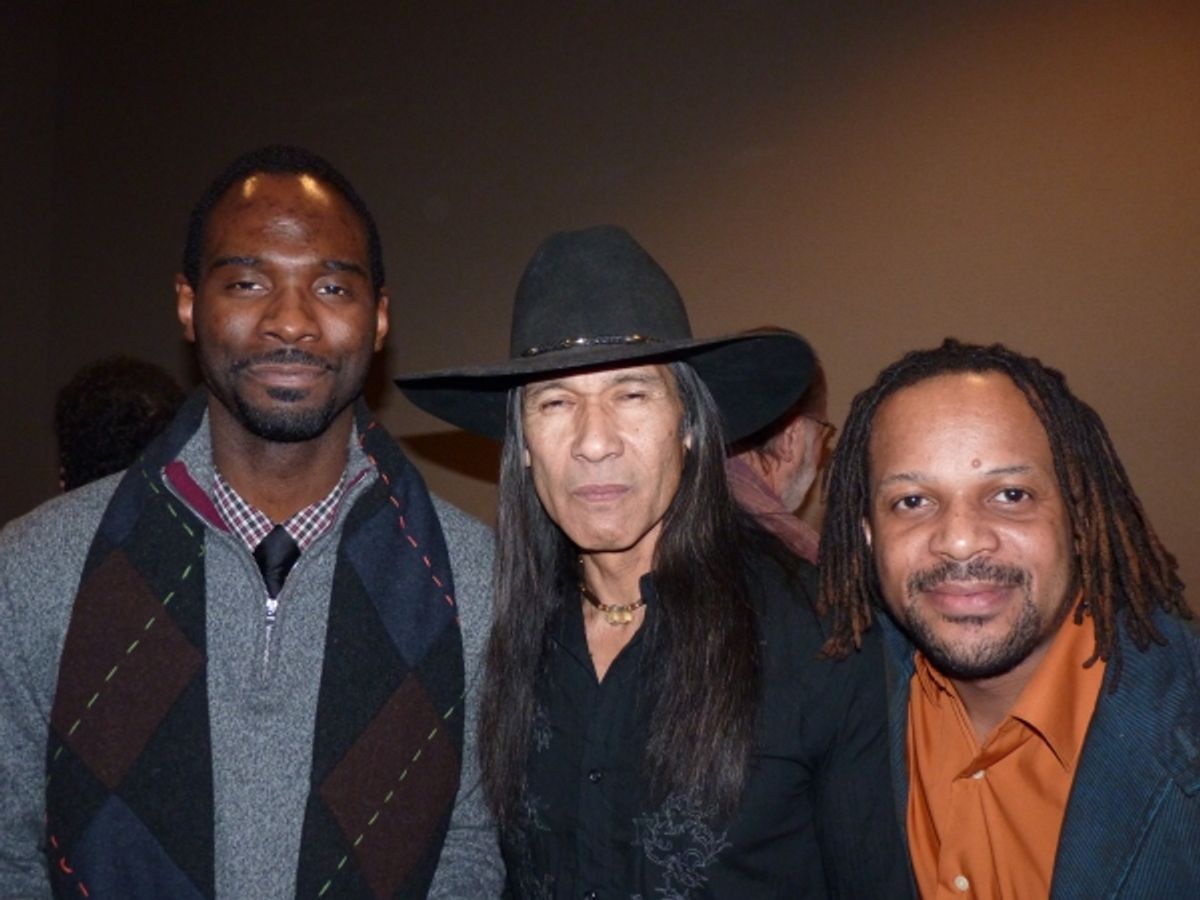  Marcos Akiaten (center) enjoys the opening night with A True History of the Johnstown Flood actor Cedric Mayes (left) and friend Darrick Tovar-Murray at 