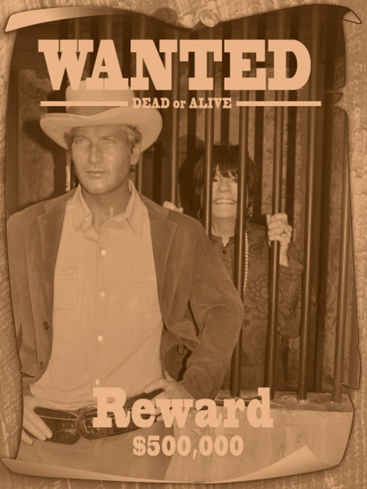 JoAnne Worley is Wanted Dead or Alive by Paul Newman (Wax Figure) at 