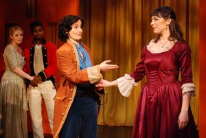 Valerie Redd as Isabella, Maryam Benganga as Colonel Britton, Virginia Baeta as Don Felix and Abbi Hawk as Violante
@ BroadwayWorld Valerie Redd as Isabella, Maryam Benganga as Colonel Britton, Virginia Baeta as Don F Photo