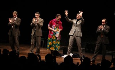 Matthew Schneck, Arnie Burton, Thomas Jay Ryan, Michael Urie & Sam Breslin Wright Photo