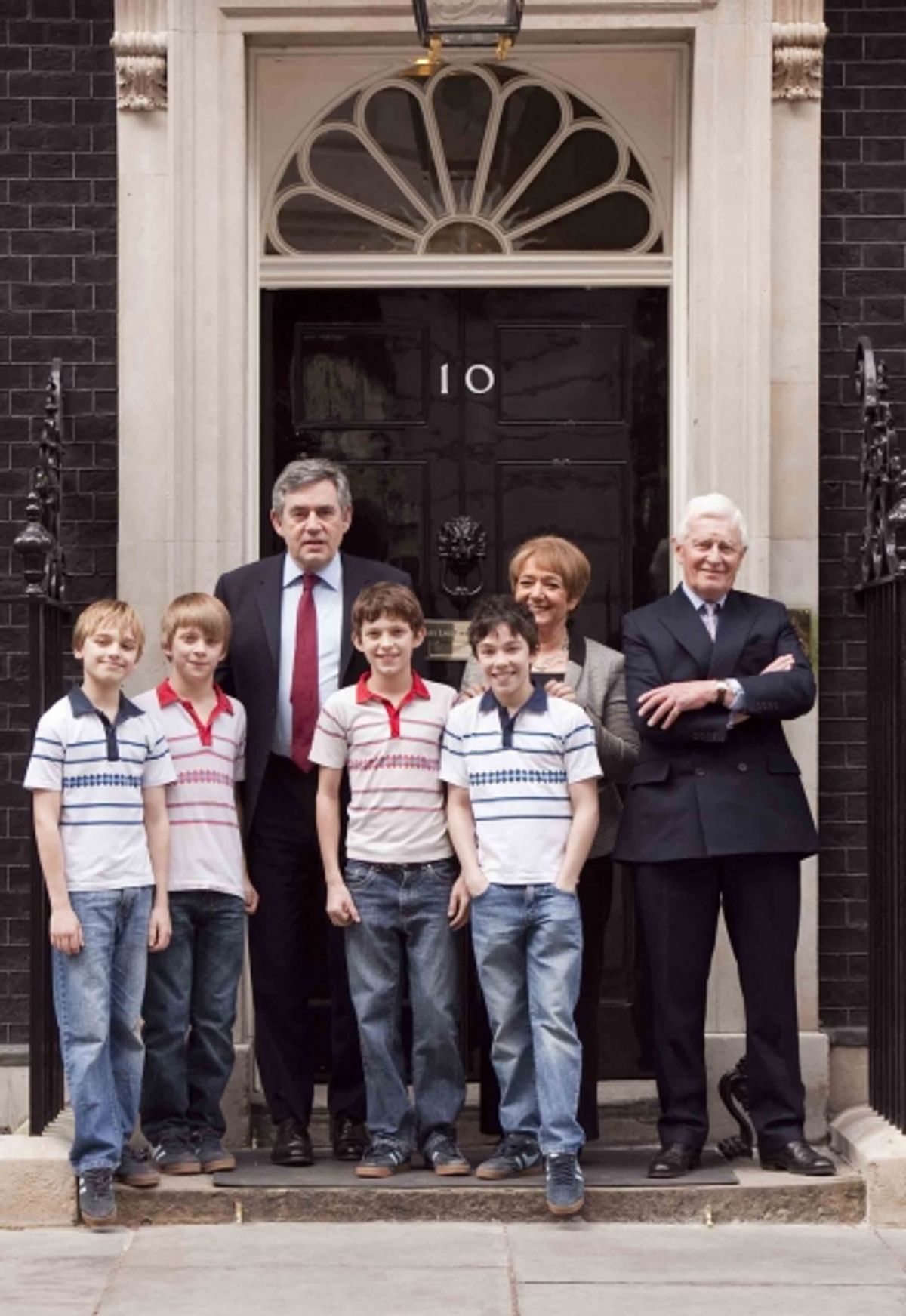 Dean-Charles Chapman, Ollie Gardner, Gordon Brown, Tom Holland, Fox Jackson-Keen, Margaret Hodge and Alan Grieve at 
