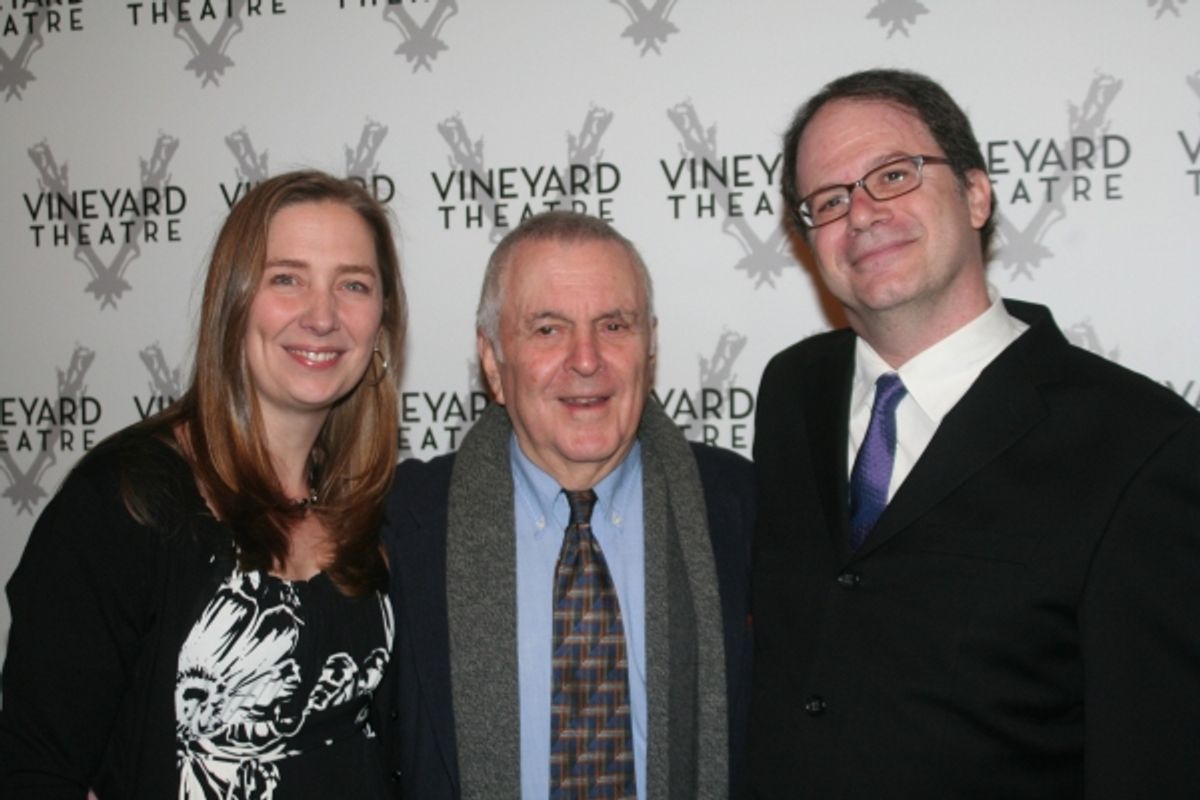 Jennifer Garvey-Blackwell (Vineyard Theatre Executive Director), John Kander and Douglas Aibel (Vineyard Theatre Artistic Director) at 
