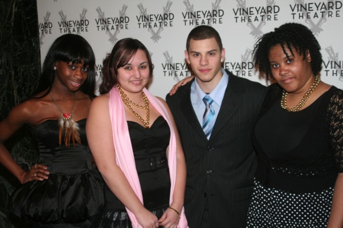 Shaniqua Moses (Vineyard Theatre Intern), Stephanie Rodriguez (Vineyard Theatre Intern), Nico Milland (Member of the Vineyard Theatre Student Company) and Sabrina Arnold (Member of the Vineyard Theatre Student Company) at 