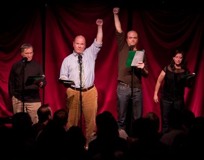 Dick Cavett, Larry Miller, Scott Adsit, and Rachel Dratch Photo
