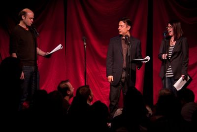 Scott Adsit, Eugene Pack, and Megan Mullally Photo