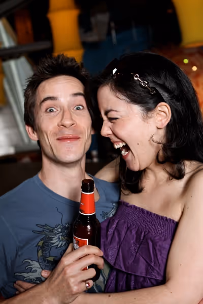 Daniel Brockley as Proteus and Hana Lass as Julia Photo