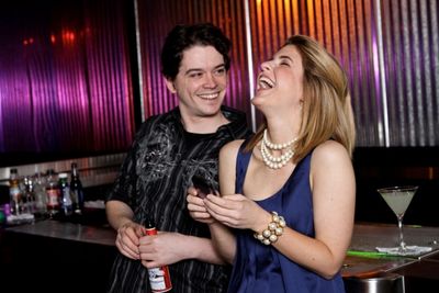 Connor Toms as Valentine and Emily Grogan as Silvia Photo
