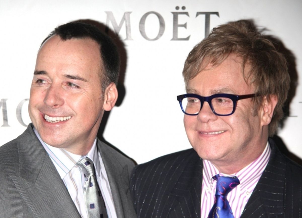 David Furnish and Elton John at 