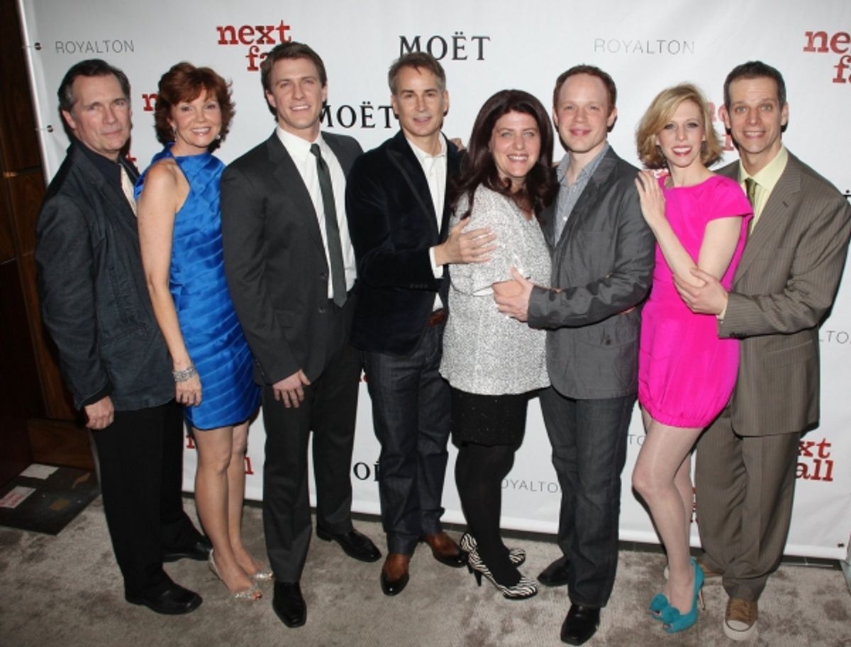 (L-R) Actors Cotter Smith, Connie Ray, Patrick Heusinger, writer Geoffrey Nauffts, director Sheryl Kaller and actors Maddie Corman, Sean Dugan and Patrick Breen at 