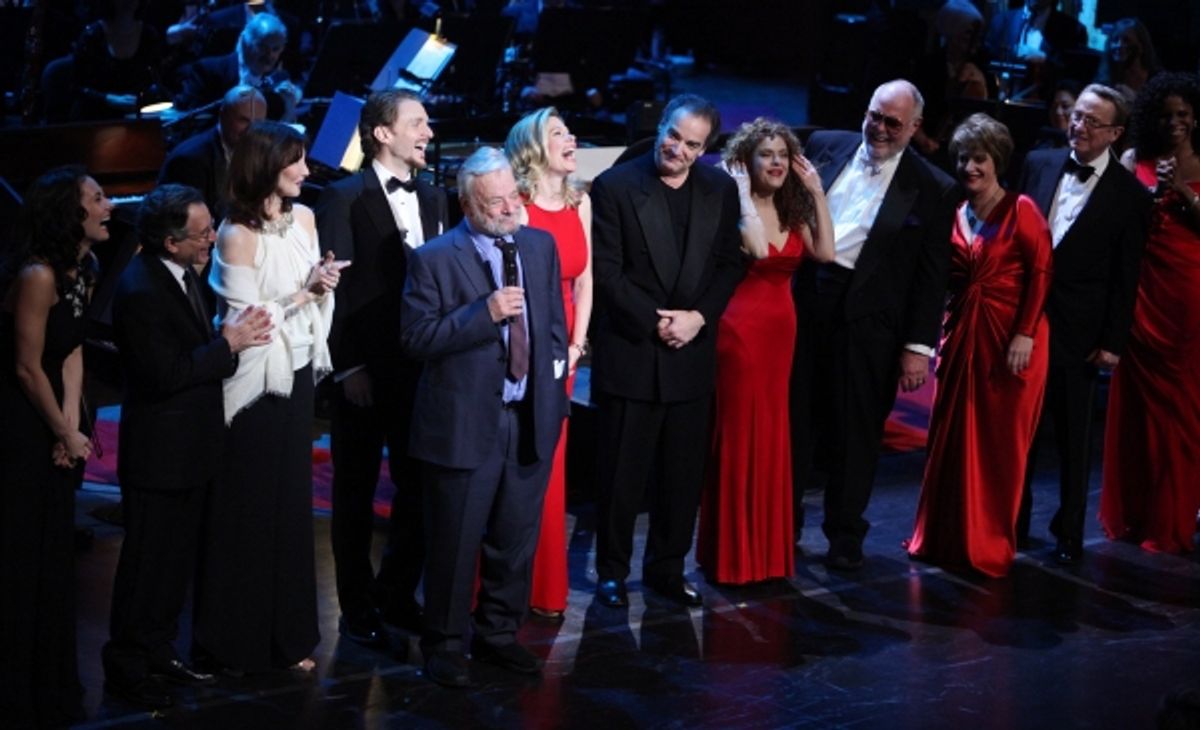Laura Benanti, Chip Zien, Joanna Gleason, Jason Danieley, Marin Mazzie, Mandy Patinkin, Bernadette Peters, Paul Gemignani, Patti LuPone, George Hearn, Audra McDonald at 
