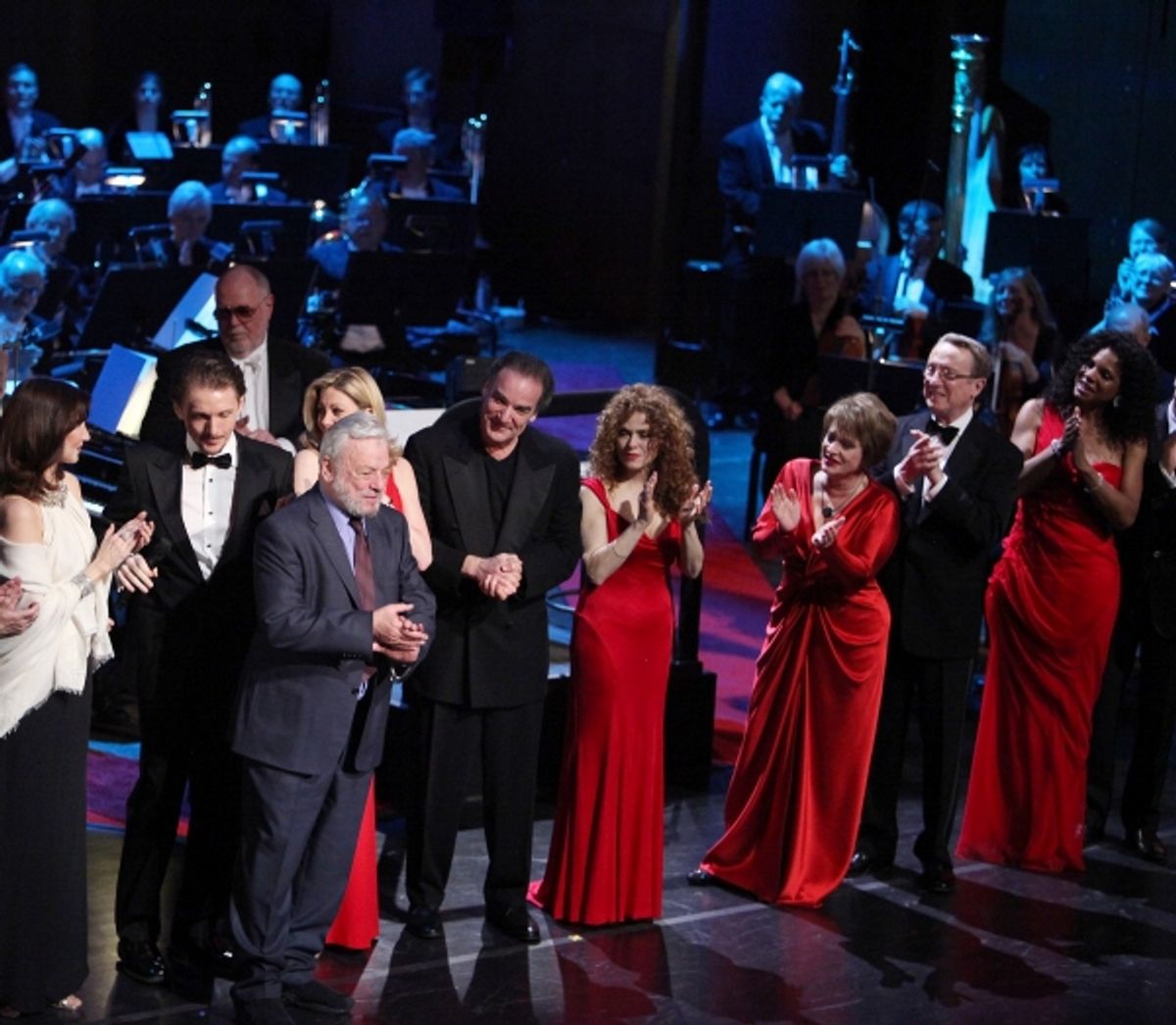 Joanna Gleason, Jason Danieley, Marin Mazzie, Mandy Patinkin, Bernadette Peters, Patti LuPone, George Hearn, Audra McDonald and Stephen Sondheim at 