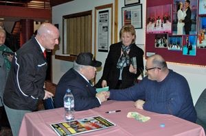 Richard Van Alstyne, Albert Van Alstyne and Marianne Cuomo meet with Ronan Tynan afte Photo