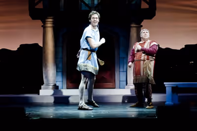 Erich Bergen (Hero) and Lee Wilkof (Pseudolus) Photo
