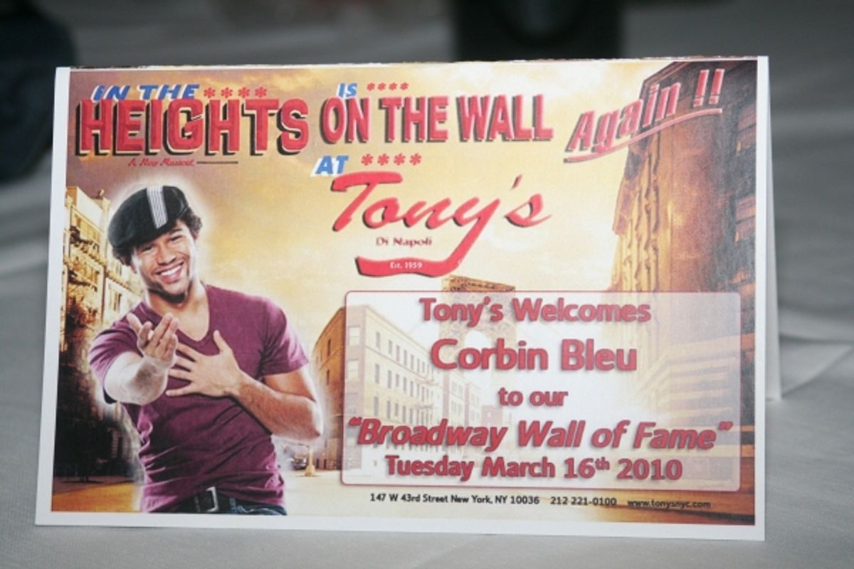 Tony's diNapoli welcomes Corbin Bleu and the cast of 'In The Heights' at 