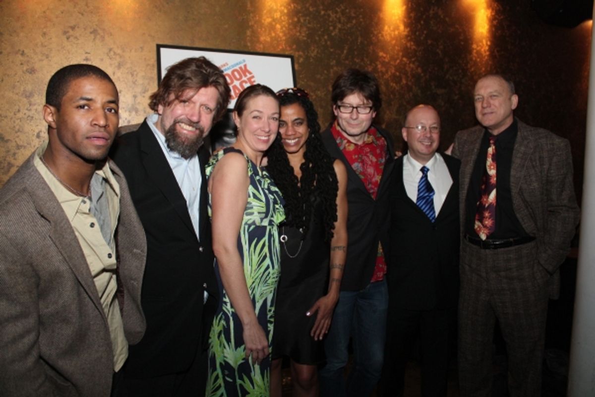 Amari Cheatom, Oskar Eustis, Elizabeth Marvel, Suzan-Lori Parks, James Macdonald, Andrew D. Hamingson, and John Doman at 