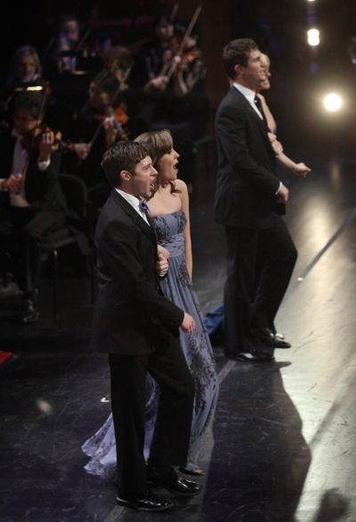 Bobby Steggert, Laura Osnes, Matt Cavenaugh & Jenn Colella Photo