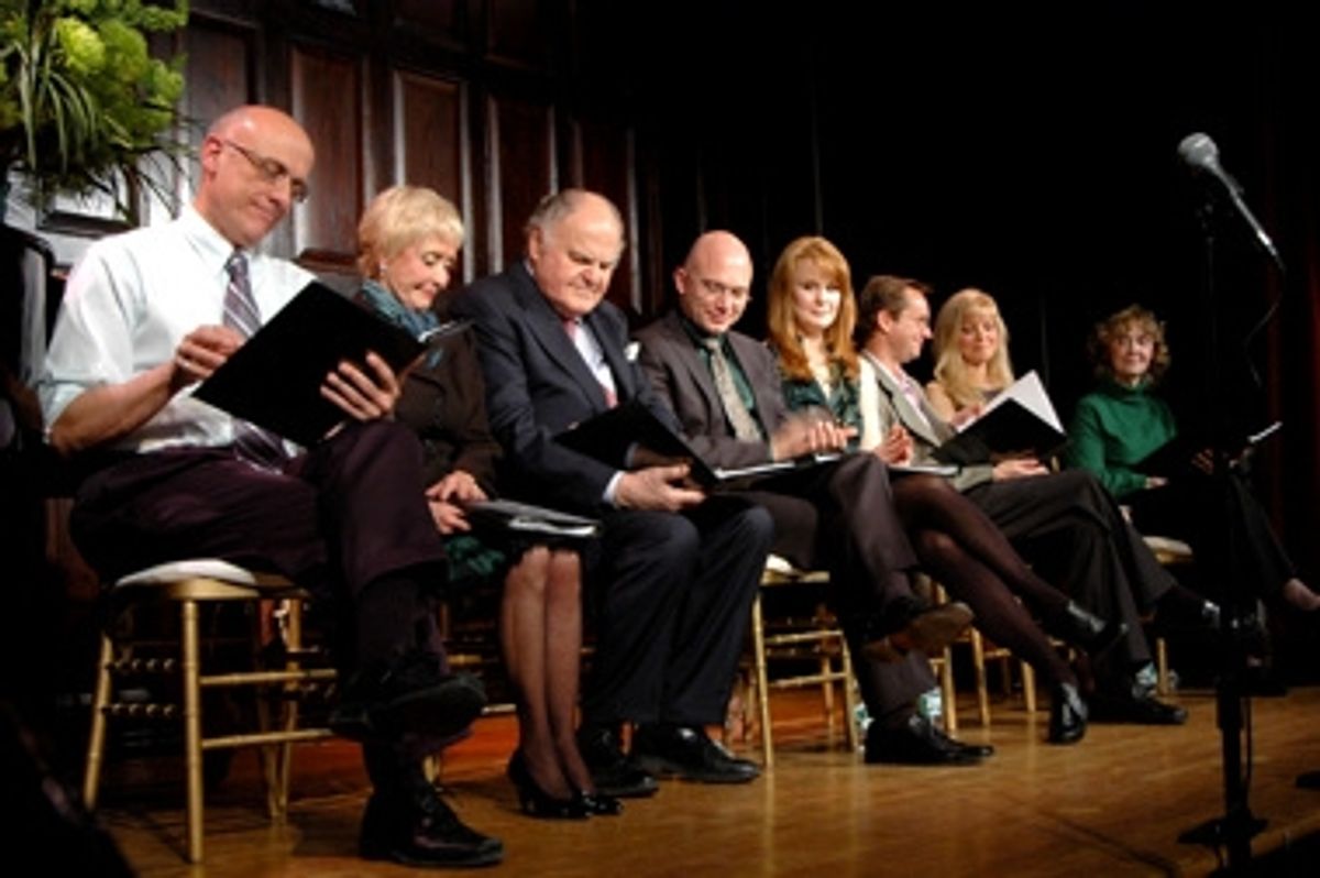 Tom Viola, Jane Powell, George S. Irving, Michael Cerveris, Kate Baldwin, Michael Riedel, Diane Stilwell Weinberg and Charlotte Moore at 