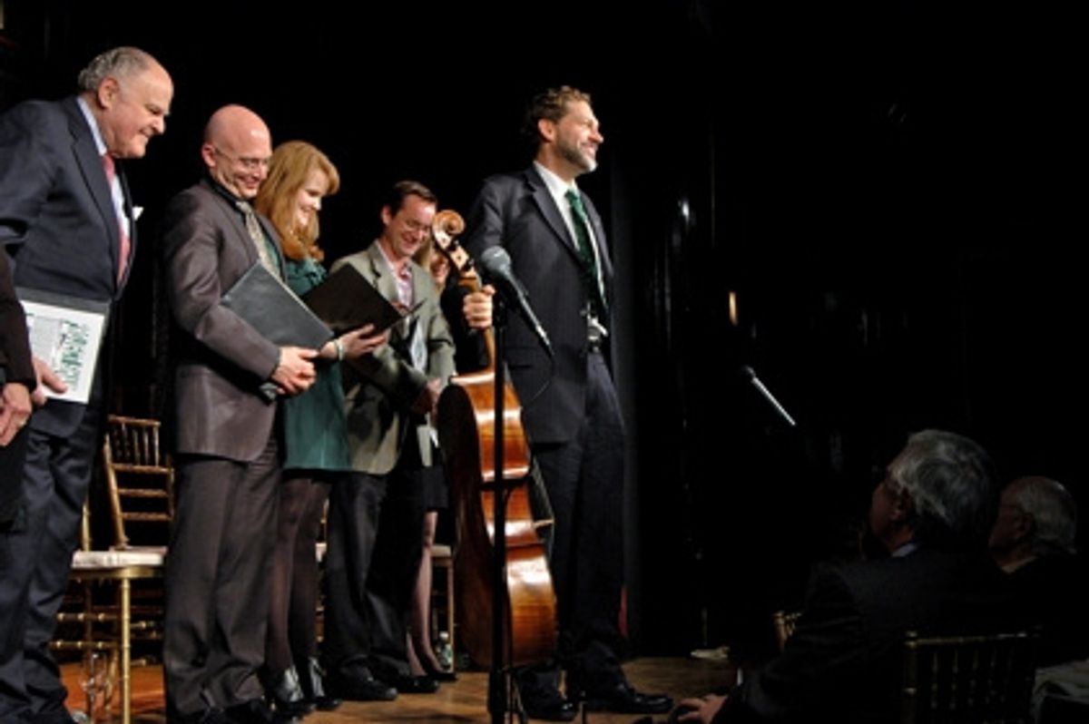 George S. Irving, Michael Cerveris, Kate Baldwin, Michael Riedel and David Staller at 