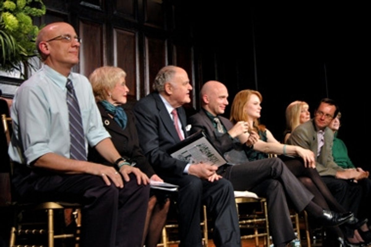 Tom Viola, Jane Powell, George S. Irving, Michael Cerveris, Kate Baldwin, Michael Riedel at 