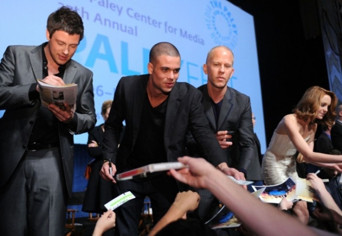 Cory Monteith, Mark Salling, Co-Creator/Executive Producer Ryan Murphy, and Jayma Mays at 