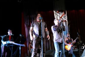 Sonny Paladino (James), James Lewis (Matt), Jeremy Kushnier (Tom) and Dan Spitz Photo