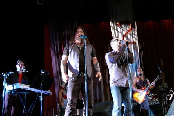 Sonny Paladino (James), James Lewis (Matt), Jeremy Kushnier (Tom) and Dan Spitz Photo