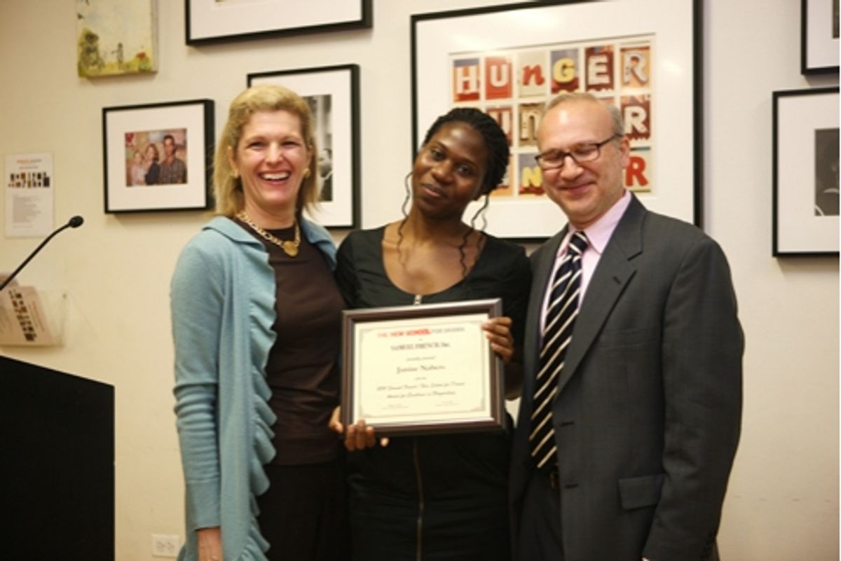 Abbie Van Nostrand, vice president, Samuel French Inc.; Janine Nabers; New School Drama Playwright Chair Pippin Parker at 