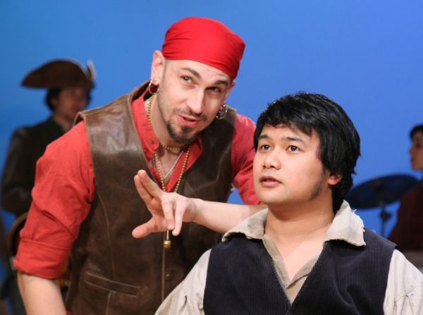 James Anthony Zoccoli as Long John Silver and Kroydell Galima as Jim Hawkins Photo