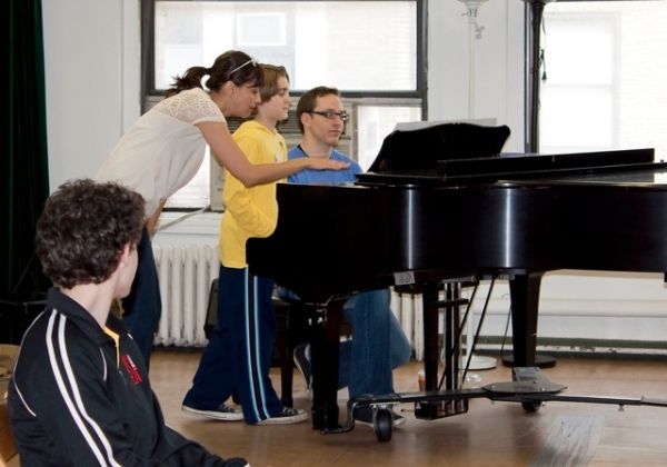 Artistic Director Jessica Rofe helps a student with musical theatre audition techniqu Photo