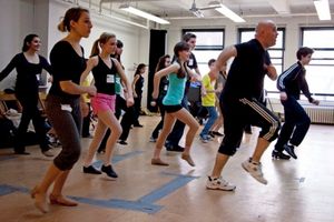 Trent Kowalik and Thommie Retter practice the dance from the Billy Elliot finale with the students @ BroadwayWorld Trent Kowalik and Thommie Retter practice the dance from the Billy Elliot finale with Photo
