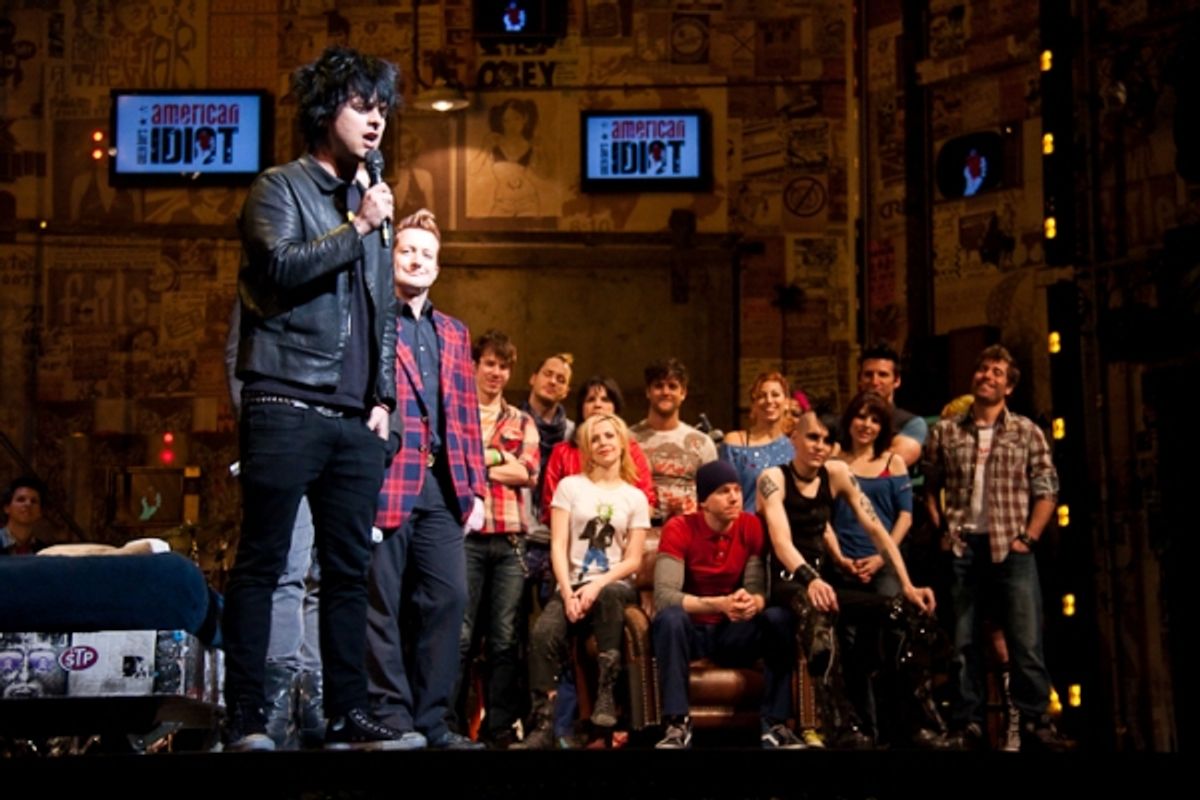 Billie Joe Armstrong, Tre Cool and AMERICAN IDIOT Cast at 