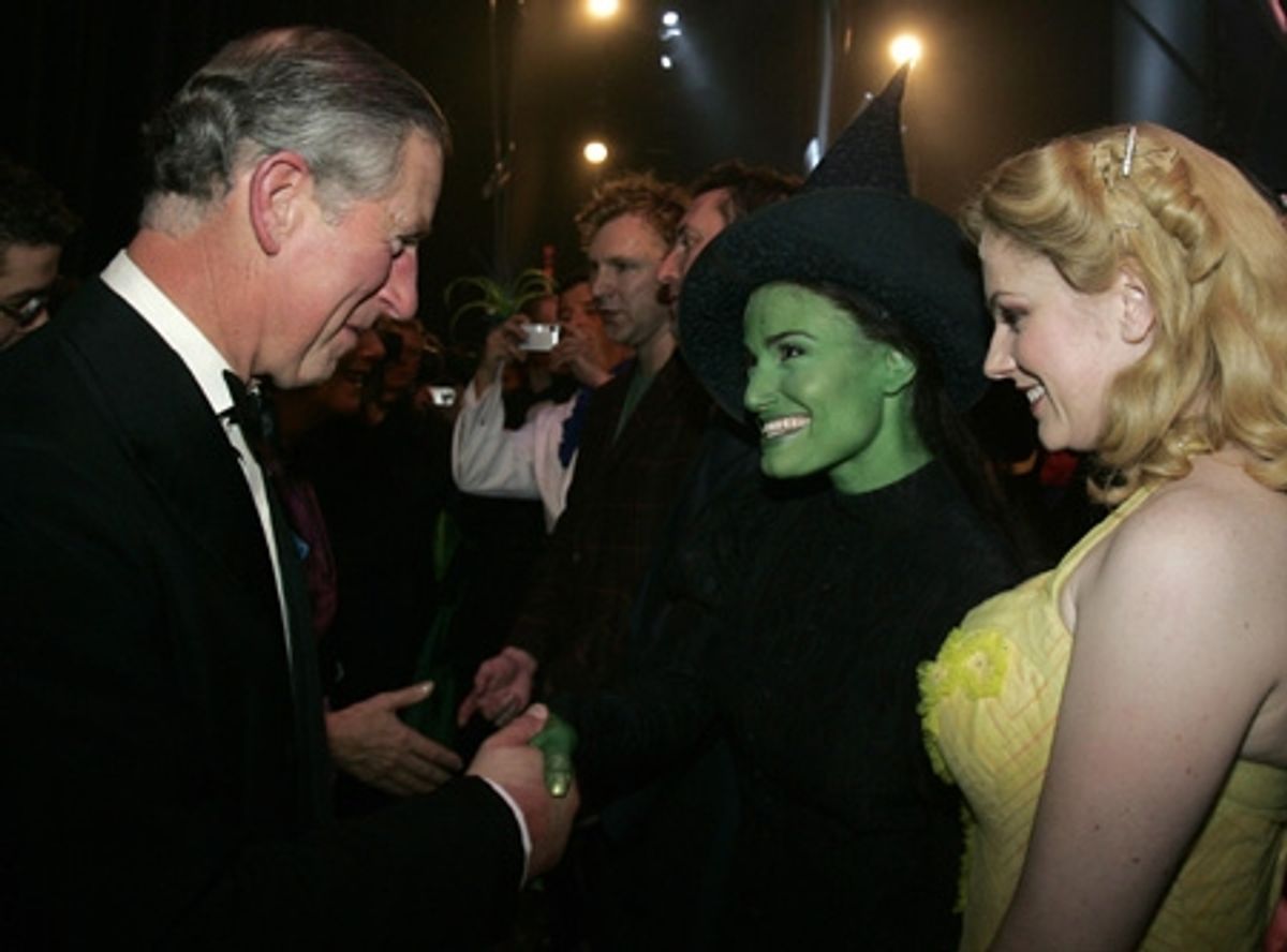 Prince Charles meets Idina Menzel and Helen Dallimore at the 2006 Royal Variety Performance at 
