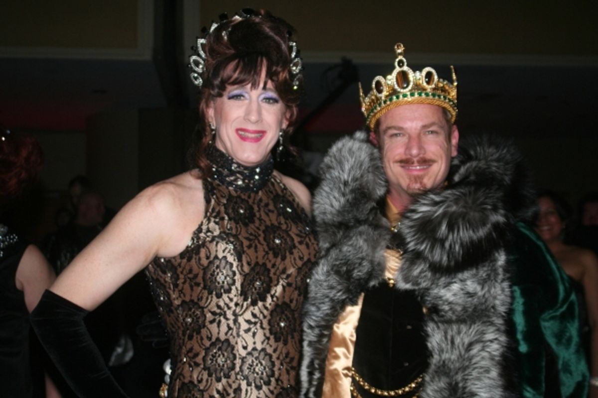 Empress XXII Charlene Chivoe and Emperor XVII Rob Hunter de Woofs at Night of A Thousand Gowns Honors Jerry Mitchell