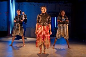 David Greenspan; (foreground, l-r) Katherine Partington, Jennifer Ikeda and Oni Monif Photo